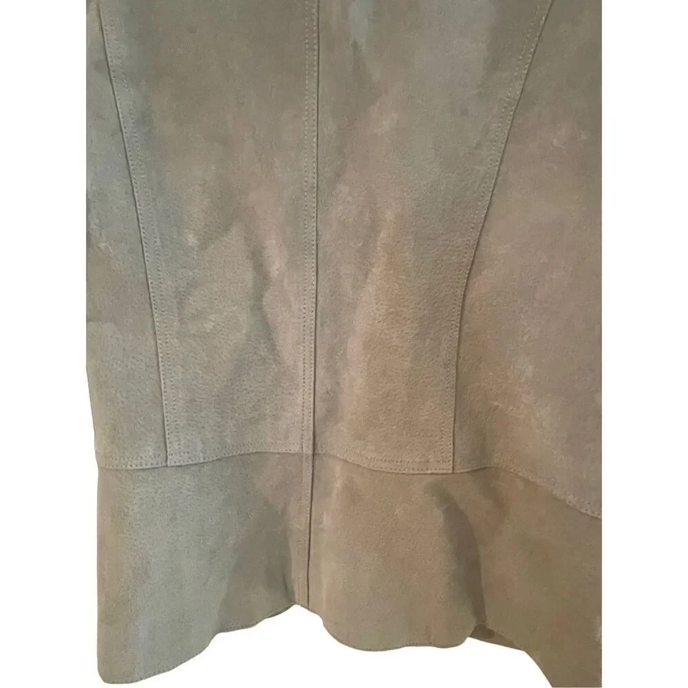 Chico's Womens Gray Leather Button Front Blazer Jacket Size 3